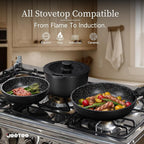 JEETEE Pots and Pans Set Non Stick 17pcs, Kitchen Cookware Sets with Detachable Handle, Induction Nonstick Cookware Set with Removable Handle, Stackable RV Cookware, Oven Safe, PFAS/PFOA Free, Black