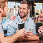 Flask For Men,350ml/12oz Hip Flask, 304 Food Grade Stainless Steel,2 Cups And Funnel Portable Gift Box For Whiskey Rum Groomsman Best Man Usher Wedding-Leather America Flag Black