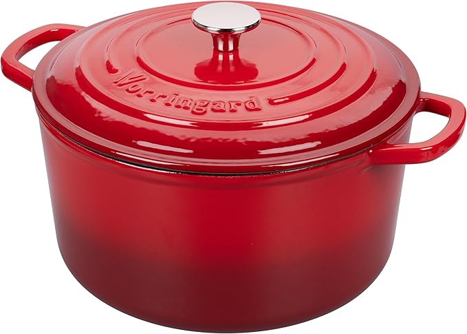 Enameled Cast Iron Dutch Oven Pot with Lid, for Sourdough Bread Baking, Round Dutch Ovens, 6 Quart, Red