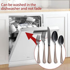 20-Piece Black Silverware Set 18/0 Stainless Steel Flatware Brown Handle Cutlery Set Service for 4 Dinner Knives Forks Spoons Set Mirror Finish Dishwasher Safe