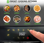 Nutrichef 5.8 Quart Air Fryer | 8-1 Preset Cook Modes | Transparent Fry Bowl for Best Cooking Results | Cook Shrimp, Steak, Fries, Wings, Chicken & More | Precise Temperature Control & Time | White