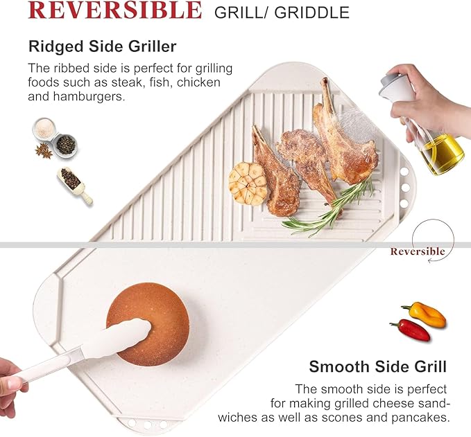 Caannasweis 20Pcs Cookware Sets, Nonstick Pots and Pans Set, Granite Induction Cookware, Non Stick Kitchen Cooking Set, Grayish White Grill Griddle Set, PFOS PFOA Free