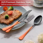 20-Piece Pink and Black Stainless Steel Silverware Set - Dinner Knives, Forks, Spoons - Dishwasher Safe