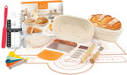 Sourdough Starter Kit with 2 Oval Banneton Proofing Baskets, 24oz Sourdough Jar, Silicone Pastry Mat, Bread Sling and Essential Tools for Sourdough Bread Making