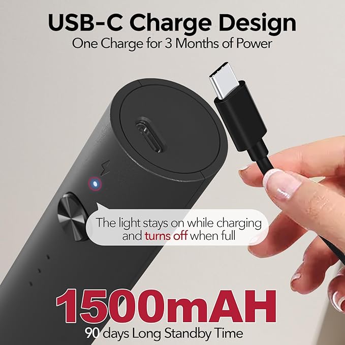 YARRAMATE Electric Milk Frother Wand with Stainless Steel Whisk and Stand, Fast Rechargeable Coffee Mixer with 3 Speeds, Handheld Drink Stirrer, Whisk Foam Maker for Lattes, Cappuccino, Matcha (Black)