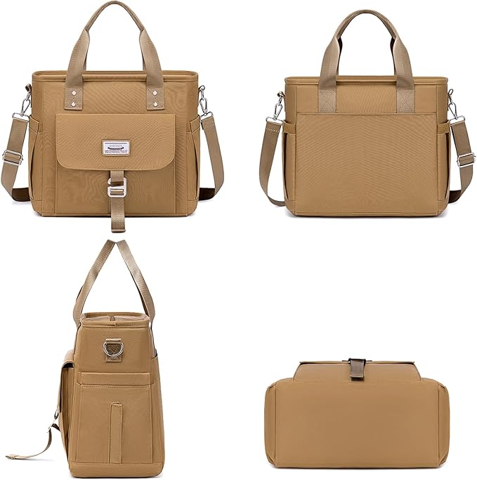 Weitars Insulated Lunch Bag for Men Women,Leak Proof Lunch Box for Work,Extra Large Lunch Tote Bag With Removable Shoulder Strap with Side Pockets,Reusable Lunch Bag For Picnic Hiking (Kakhi)