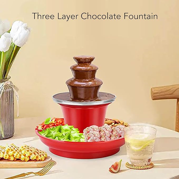 Irishom Three Layer Chocolate Sauce Fountain Detachable Mini Chocolate Sauce Melt Fondue for Party Games Night Xmas