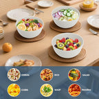 Kitchen Bowl 26 OZ, Wheat Straw Bowls Set 6 PCS, Unbreakable and Lightweight Cereal Bowl for Rice,Oatmeal,Salad, Microwave and Dishwasher Safe Plastic Bowls Reusable - White