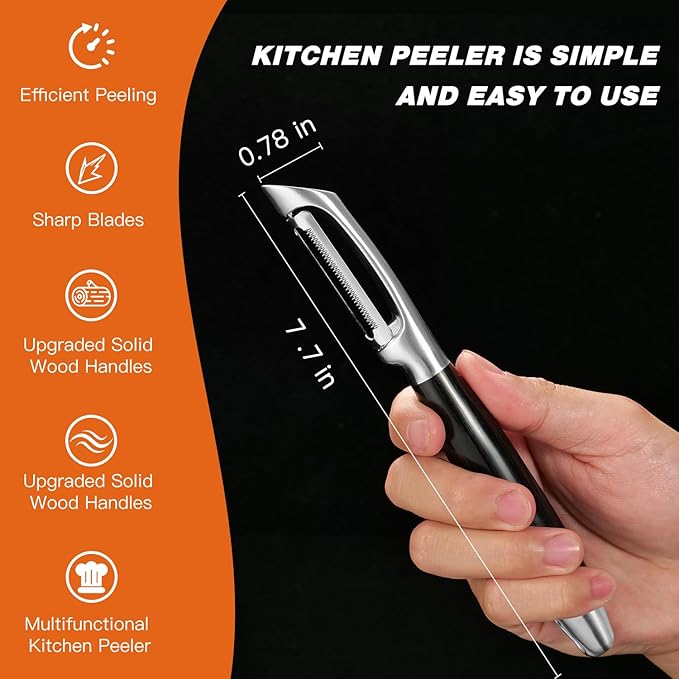 304 Stainless Steel Multi-Function Kitchen Peeler - With Solid Wood Handle, Sharp Durable Blade, Effortlessly Peels Vegetables and Fruits, Essential Kitchen Tool（ Type I）