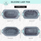 28 Pieces Silicone Fluted Loaf Pan set,Non-Stick Kitchen Oven Baking Pans, BPA Free Silicone Mold for Bread, Meatloaf, Cake, with 24 Pack mini Baking Cups