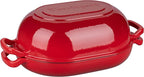 Enameled Cast Iron Sourdough Bread Oven, Dutch Oven, Loaf Cast Iron Bread Pan for Homemade Bread Baking, Meatloaf Pan with Lid, 7QT, Red