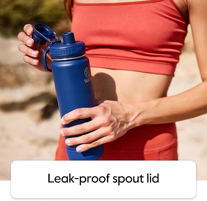 Takeya Actives Water Bottle with Spout Lid - Bottle with Double Stainless Steel Insulation - Dishwasher Safe & BPA-Free - Bottle with Spout Lid & Removable Bumper - 40 oz, Oat Milk