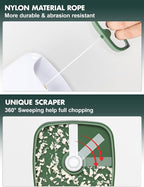 Manual Food Processor Vegetable Cutter, Geedel Pull Chopper with String, Food Chopper Vegetable Cutter for Veggies, Fruits, Salad, Onion, Ginger, Nuts, Herbs, etc, 2 Cup(500ml), Green