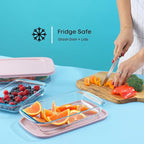 JoyJolt 8-Piece Borosilicate Glass Oven Dishes with Blushy Pink Lids, Rectangle Deep Glass Baking Dish Set, Baking Pans for Lasagna Casserole Cake, Bakeware Set, Freezer to Oven Tray to Dishwasher