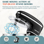 CHeflee Stand Mixer,660W 6+P With 6.5QT Stainless Steel Bowl,Dough Hook, Wire Whip & Beater,for Most Home Cooks,Black