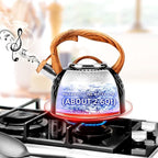 Whistling Teapot, 2.6 Qt 304 Food Grade Stainless Steel Tea Kettle with Heat-resistant Handle, Durable, not Rust，One-button Switch(BLack）