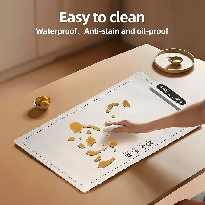 Food Warming Mat Electric Heating Tray for Buffets and Parties 3 Adjustable Temperature Settings from 40 to104 Degrees Fast Heating in 10 Seconds Child Safety Lock Easy to Clean (White)