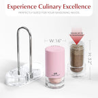 Signature Petal Pink Salt and Pepper Shakers with Holder - Elegant Stainless Steel Salt Shaker and Pepper Shaker Set with Acrylic Holder for Kitchen Counter or Restaurant Table (2-Piece Set)