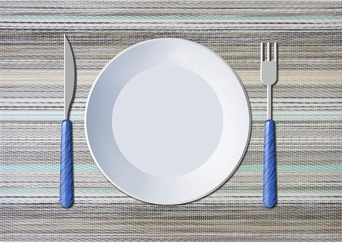 PIGCHCY Stylish Placemats for Dining Table Set of 6, Thicker and Tighter Cross-Woven Placemat Non-Slip Vinyl Washable Table Mats (Multi Teal)