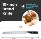 10-Inch Serrated Bread Knife With Wooden Handle, Bread Cutting Knife for Homemade Sourdough Bread, 10-Inch Blade With 5-Inch Handle, Razor Sharp