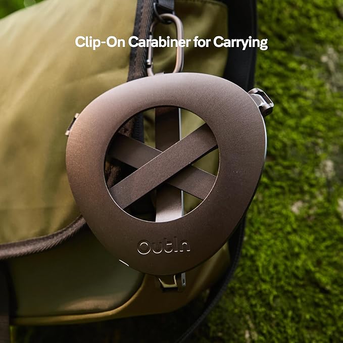 OutIn Ultra-Portable Foldable Coffee Stand with Carabiner, Stable Portable Espresso Machine Holder, Aluminum Unibody Design, Clip-On Carabiner for Easy Carrying, Fit Mino, Nano