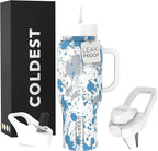 Coldest Tumbler with Handle and Straw - 100% Leak Proof Insulated Tumbler with Lid and Straw (3 Lids) - Stainless Steel Tumblers for Women & Men - Cup Holder Friendly Base, 36 oz (Cloud Matter)