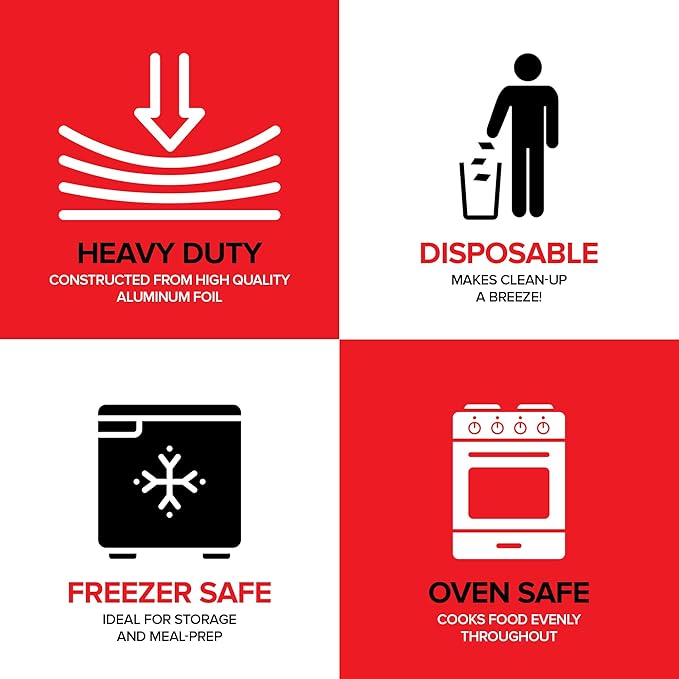 Stock Your Home (Set of 40) Aluminum Pans Disposable, (20) 9x13, (10) 8x8, (10) 1-Lb Heavy Duty Foil Pans, Baking Tins, Cooking Trays, Large and Small Catering Food Containers for Roasting, Serving