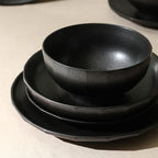 Stone Lain Rio 12-Piece Dinnerware Set Stoneware, Black