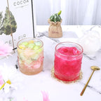 11OZ Ribbed Glass Coffee Cups Set of 6, Vintage French-Style Glasses with Delicate Pink Bow and Dot Relief, Elegant and Durable Glassware for Hot and Cold Beverages, Thick-Bottomed and Dishwasher Safe