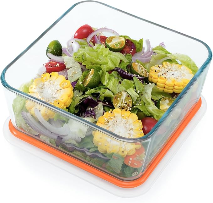 NUTRIUPS 2.6QT Square Glass Baking Dish with Lid, 8×8 inches Deep Square Baking Dish with Lid, Glass Baking Dishes for Oven