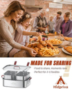 Deep Fryer Pot 18QT | Fish Fryer Pot with 2*9QT Baskets | Heat-Resistant Silicone Handles | Lid & Fryer Tong & Thermometer | Outdoor Fryer Pot for Frying Fish, French Fries, Chicken Wings | Aluminum