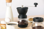 Mixpresso Manual Coffee Grinder, Spice Grinder Manual, Glass Jars, Ceramic Burr, Adjustable Grind, Easy to Clean, Portable Compact Design, 3 Piece Set, Stainless Steel