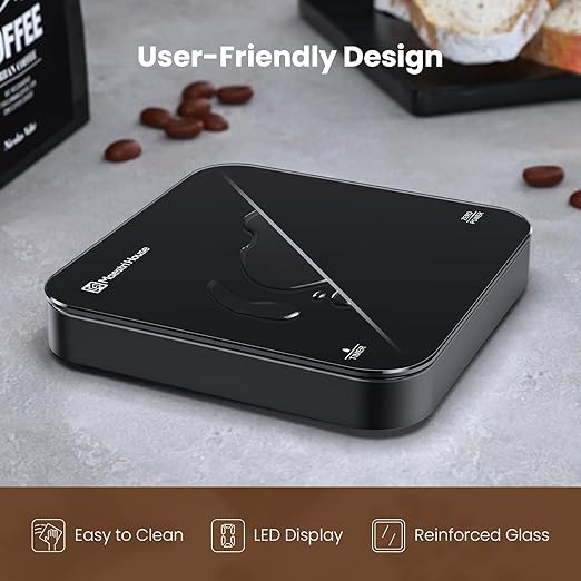 Maestri House Mini Coffee Scale with Timer, USB-C Rechargeable Espresso Scale, 2kg/0.1g Accurate Scale for Espresso and Pour-Over Coffee, Portable Digital Kitchen Scale with Auto Timer (Black)
