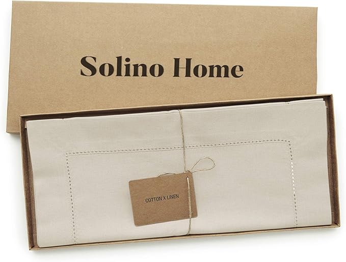 Solino Home Linen Hemstitch Table Runner 60 Inches - Cotton Linen Small Table Runner 14 x 60 Inch Ideal for Dresser and Coffee Tables - Summer, Fall, Autumn, Halloween