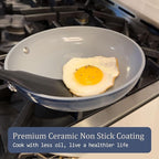 3.5qt Nonstick Ceramic Sauce Pan with Lid (8.19") Even Heat Distribution Non Toxic PFAS Free Healthy Cooking Pot for All Stovetops (Induction/Gas/Electric) Oven Safe 500°F, Caribbean Blue