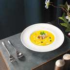 Pasta Plates with Rim 12 oz, Soup Bowl Pasta Bowl Set of 4, White Shallow Bowl Plate, Ceramic Wide Rimmed Soup Bowl, Best choice for high-end restaurants, hotels, and foodies, 11 Inch