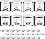 Treela 40 Pieces Ceramic Butter Warmers Set Included Butter Warmers Melter 32 Tealight Candles for Chocolate Cheese Fondue Crab Lobster Microwave Oven(White and Black)