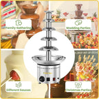 Commercial Chocolate Fountain 5 Layers 18Lbs Large Chocolate Fondue Tower Stainless Steel Hot Chocolate Waterfall for Nacho Cheese Knob Control