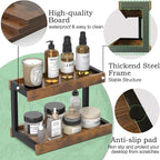 MARTY 2 Tier Spice Rack Organizer for Countertop, 15.8''L Coffee Station/Bathroom Organizer Countertop, Counter Shelf Desktop Storage Organizer for Kitchen, Bedroom, Office (Rustic Brown)