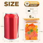 Glass Food Storage Jars Square 6oz, 16 Pack Glass Jars With Bamboo Lids, Kitchen Storage Containers For Spice, Candy, Cookie, Storage For Pantry Organizers
