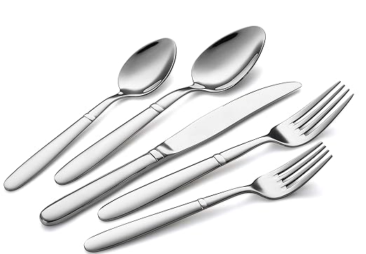 Bruntmor, CRUX Sterling Quality Silverware Royal 45 Piece Flatware Cutlery Set, 18/10 Stainless Steel, Service for 8 100% Rust Proof (45 Piece)