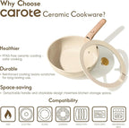 CAROTE 23PCS Pots and Pans set Non Stick, Ceramic Cookware Set, RV Kitchen Cooking Set Removable Handles, Oven Safe, Induction Coolware, Non-toxic Kitchen Cooking Set, PFAS and PFOA Free