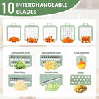 Vegetable Slicer and Chopper with Large Container Multifunction Mandoline Slicer Cutter with 10 Blades Food Chopper for Onion Potato