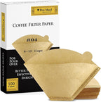 Pro Mael Cone Coffee Filters #4, Number 4 Coffee Filter 8-12 Cup for Drip Coffee Maker, Unbleached Natural (100, #4)