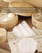 100pcs 9 Inch Round Air Fryer Liners, Fits 10-Inch Bamboo Steamer Baskets, Premium Perforated Parchment Paper Sheets, Non-stick Basket Mat, Perfect for Steaming/Baking/Air Fryers/Cooking