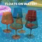 European Style Plastic Crystal, Stemmed Wine Glasses | Set of 6 | Acrylic Tritan Drinkware, Unbreakable Muted Color Shatterproof BPA-free, Reusable, Floating Pool & Indoor & Outdoor, Hand Wash 15oz