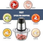 Electric Food Chopper, 5-Cup Food Processor by Homeleader, 1.2L Glass Bowl Grinder for Meat, Vegetables, Fruits and Nuts, Stainless Steel Motor Unit and 4 Sharp Blades, 300W