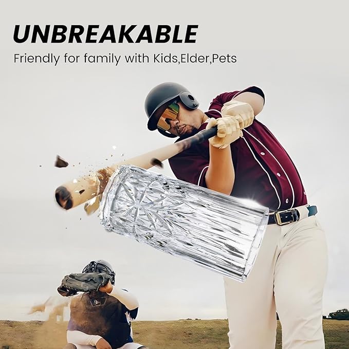 BELLAFORTE Shatterproof Tritan Plastic Tall Tumbler, Set of 4, 18oz - Myrtle Beach Drinking Glasses - Unbreakable Drinking Glasses for Parties - BPA Free - Clear