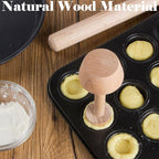 Wooden Tart Tamper Set, Double Side Pie Pastry Dough Tamper, Egg Tart Pan Mold DIY Cake Pastry Baking Tool for Mini Egg Tart, Cheesecakes, Pasta and Dessert Baking (3 Pieces)