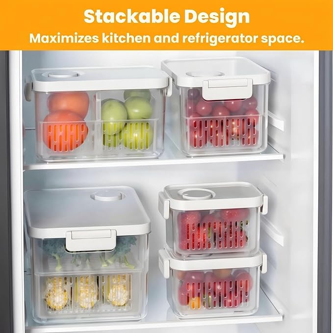 vacane Dishwasher Safe Berry Keeper, Produce Saver, Clear Fruit Containers, BPA-Free Lettuce Keeper, Keep Food Fresh, 3.8 Cup